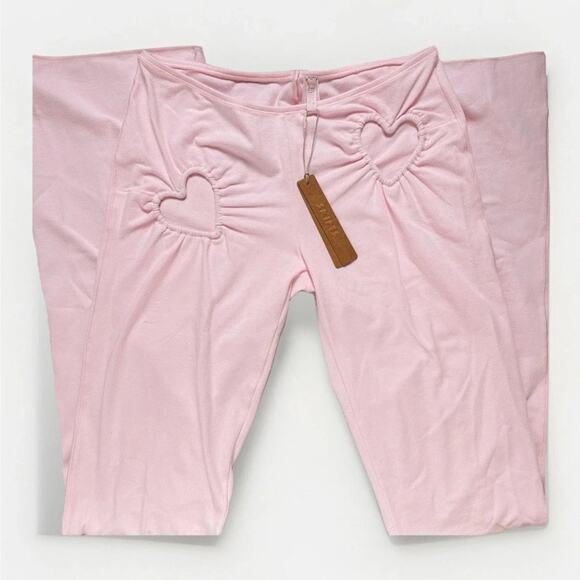 SKIMS Heart Cutout Leggings 2X 16-18 Flared Jersey Cotton Cherry Blossom Lounge - Picture 5 of 7